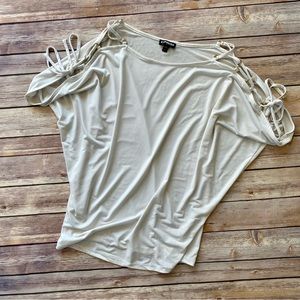 Express Off White Braided Tee Small